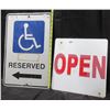 Image 3 : 2 Different Metal Road Signs (Reserved and Open)