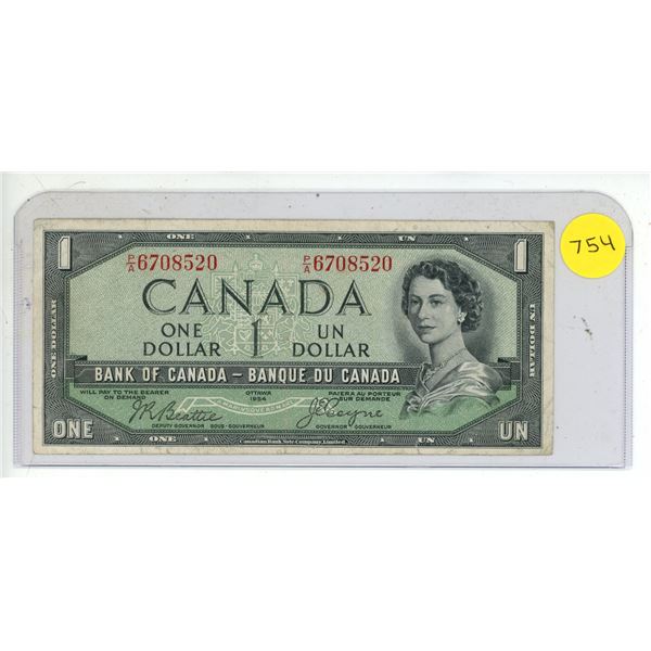 1954 Bank of Canada One Dollar.