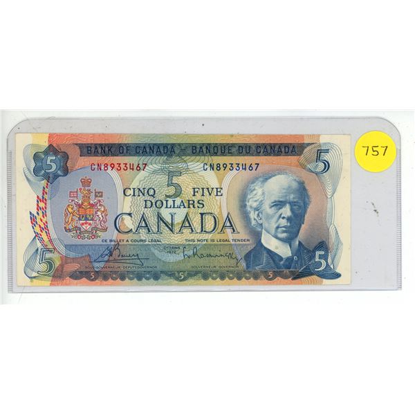 1972 Bank of Canada Five Dollar.