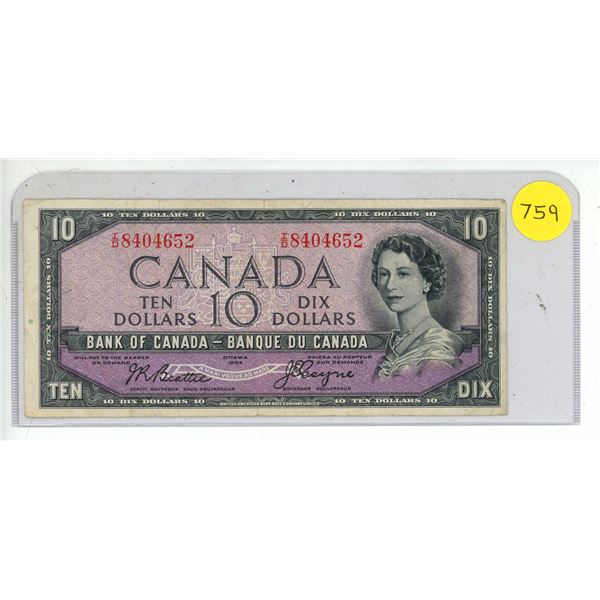1954 Bank of Canada Ten Dollar.