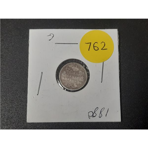 1880 Canada Silver 5 Cents Coin.