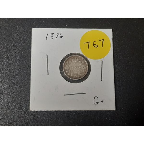 1896 Canada Silver 5 Cents Coin.