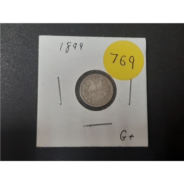 1899 Canada Silver 5 Cents Coin.