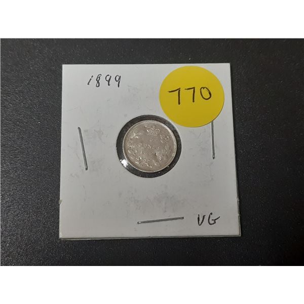 1899 Canada Silver 5 Cents Coin.