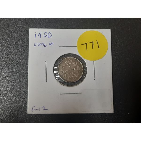1900 Canada Silver 5 Cents Coin.