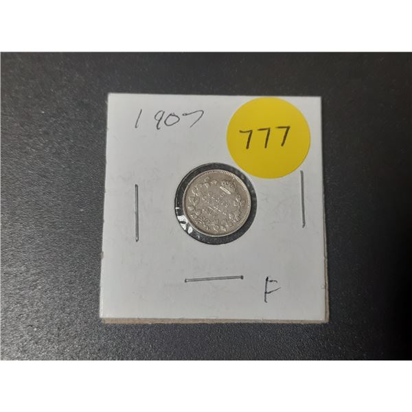 1907 Canada Silver 5 Cents.