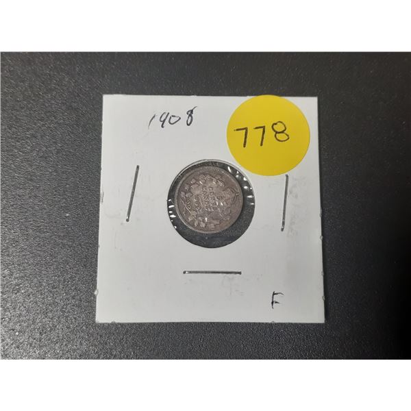 1908 Canada Silver 5 Cents.