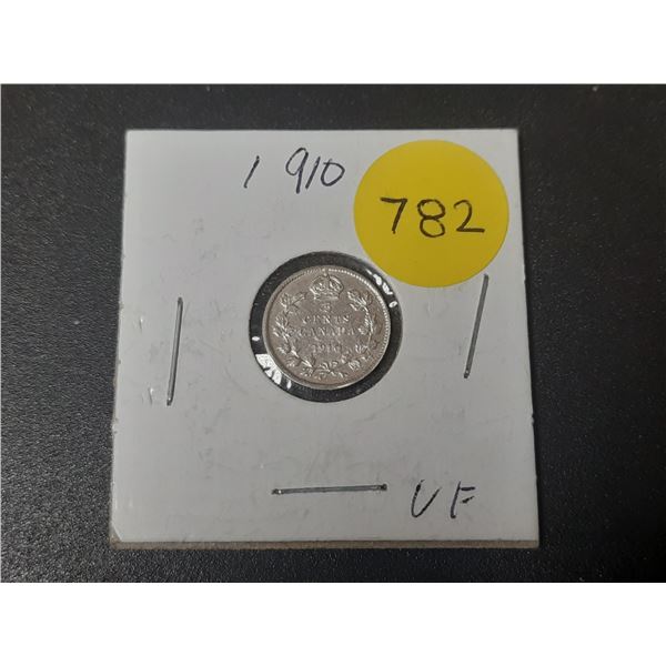 1910 Canada Silver 5 Cents.