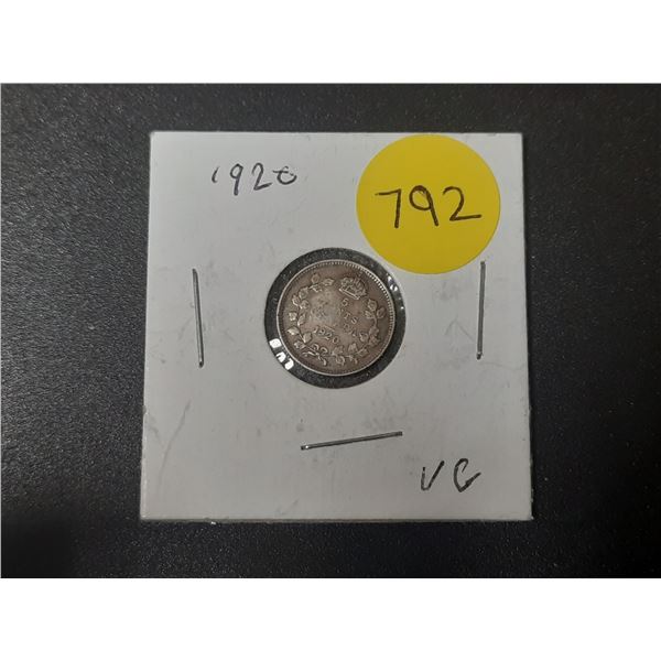 1920 Canada Silver 5 Cents.