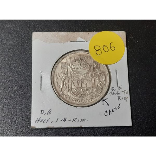 1941 Canada Silver 50 Cents.