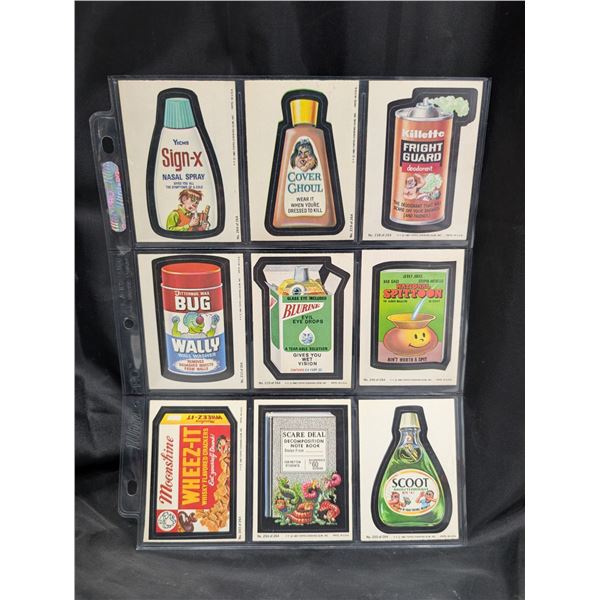 (9) 1980s TOPPS Wacky Sticker Cards