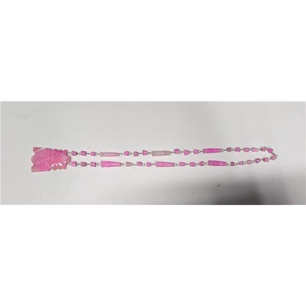 12" Long necklace Pink Plus White Stone Large Pendant