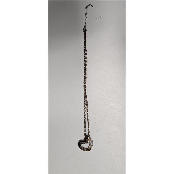 12" Brass Tone Necklace w/ heart Shape Pendant