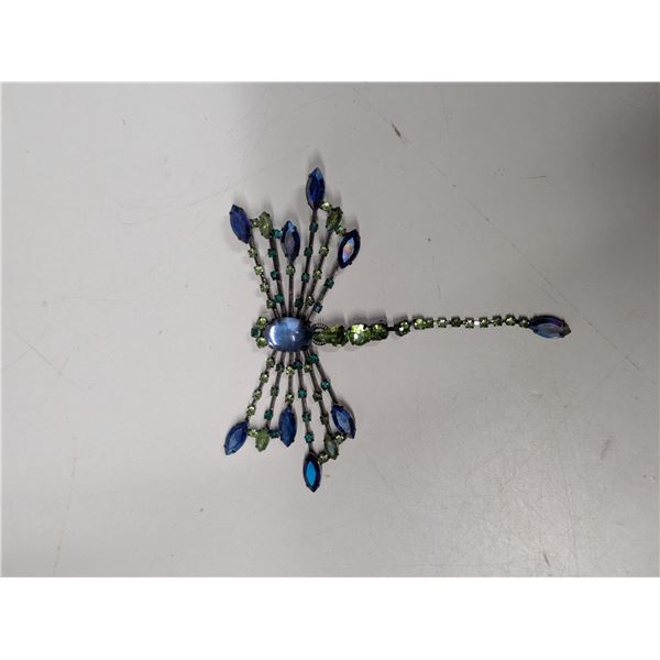 5" Dragonfly Brooch Multi Coloured Stones