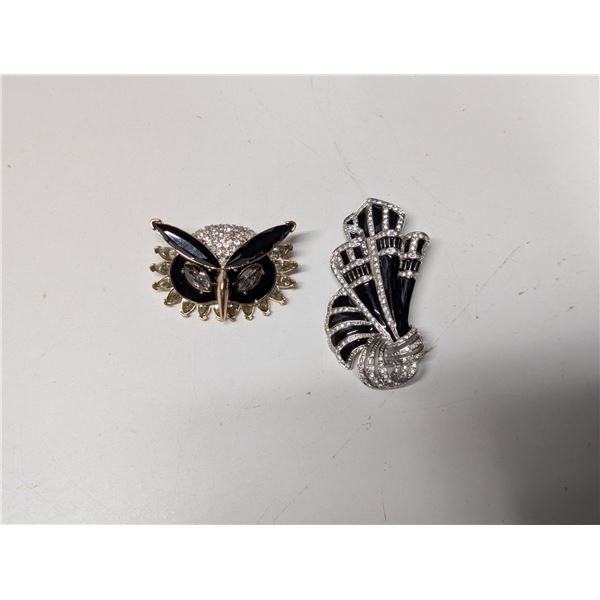 (2) Large Brooches (1) Owl