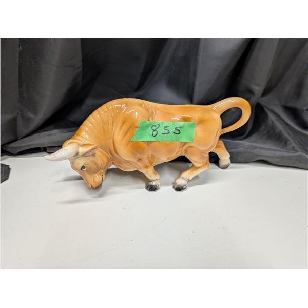 Porcelain Bull Figurine 10" Long