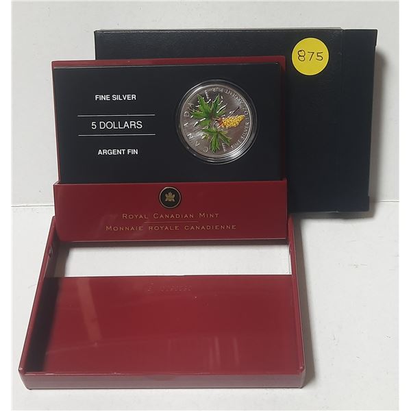 2005 Canadian Fine Silver Five Dollar Coin - Maple Leaf Couloured