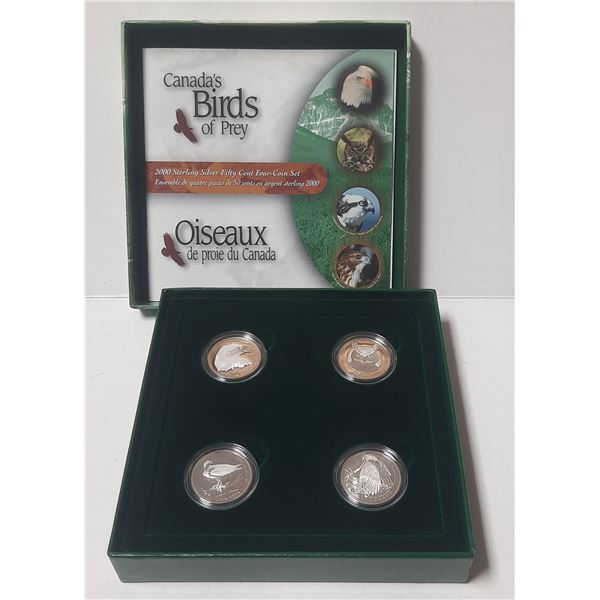 2000 Canada's Birds Of Prey Sterling Silver 4 Fifty Cents Coin Set