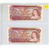 Image 1 : 1974 2 Canadian Two Dollar Bank Notes In Series