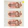 Image 1 : 1986 3 Canadian Two Dollar Bank Notes In Series