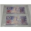 Image 4 : 2001 5 Canadian Ten Dollar Bank Notes In Series