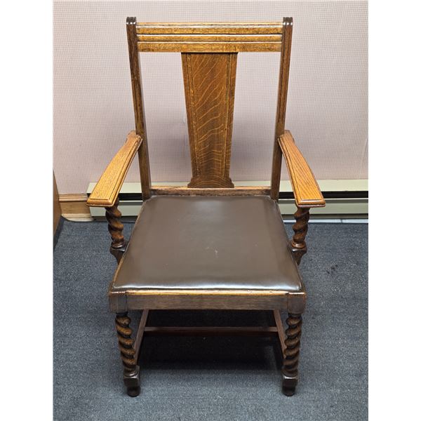 Newly varnished antique wooden chair- 39"H