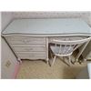 Image 4 : Set of wood dressers, chair and night stand- sizes vary- “Desk and end table have added thi
