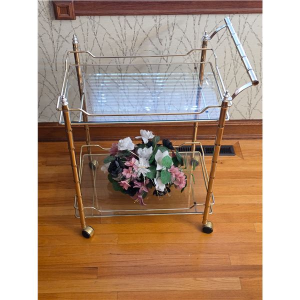 Glass top rolling cart- 17" by 25" by 32"H