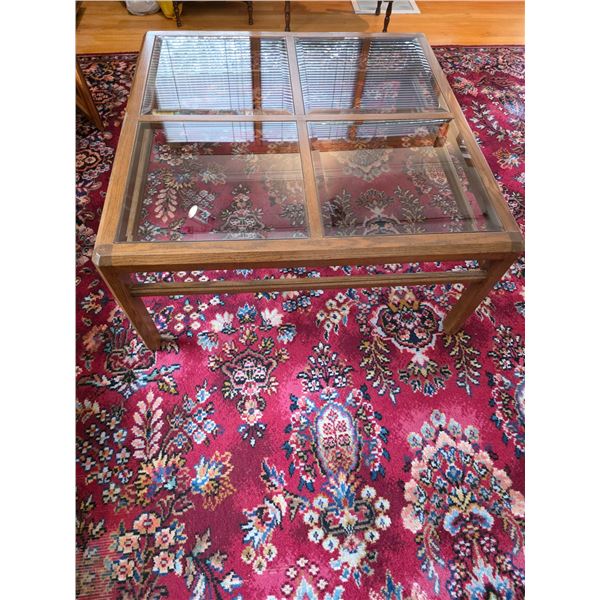 4 paned beveled glass coffee table- 38" by 38" by 17"H
