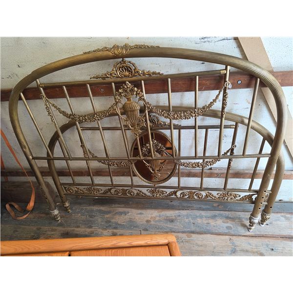 Brass head board and footboard for a double size bed- 55"L"Glass front. Bed not included.”