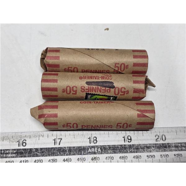 3 rolls of Canadian pennies