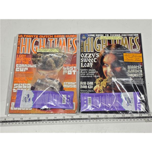 2 high times magazines with hemp wraps and seed (featuring Ozzy Osbourne)