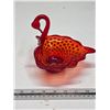 Image 1 : Red glass swan candy dish