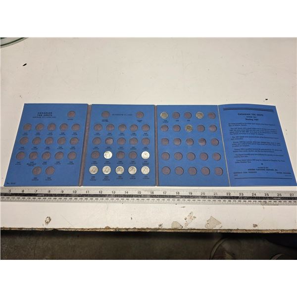 (10) Dimes in Collectors Book.  Includes Silver 1964, 1967, 1968 (Possibly)