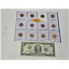 Image 1 : Canadian pennies and usa 2 dollar bill- 1995