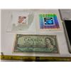 Image 3 : 1999-2000 millennium keepsake coin and stamps- and canadian 1 dollar bill- 1954
