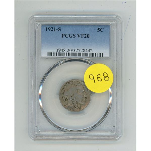 1921-S U.S.A. Five Cents - PCGS VF20.