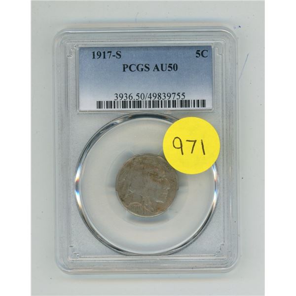 1917-S U.S.A. Five Cents - PCGS AU50.