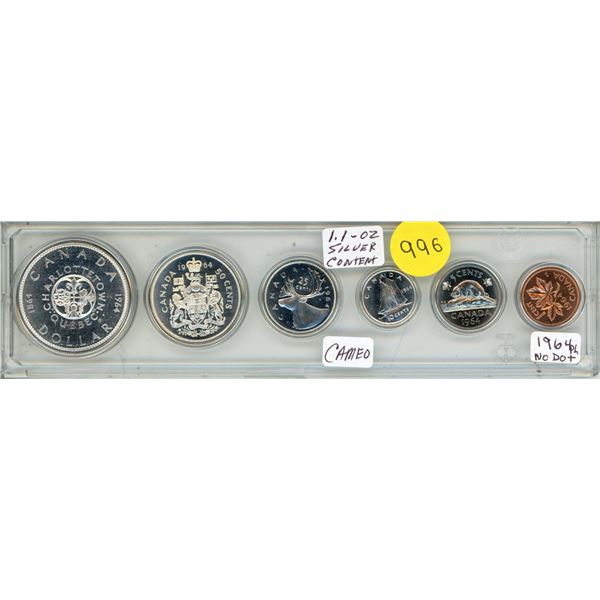 1964 Canadian Silver Uncirculated Proof Set - No Dot.