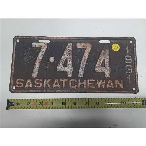 1931 Saskatchewan License Plate.