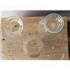 Image 2 : 3 different tops on glass lantern chimneys 8 3/4" tall, base 2 3/4" inside to 2 7/8" outside