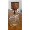Image 2 : Small clear glass pitcher and copper funnel