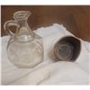 Image 3 : Small clear glass pitcher and copper funnel