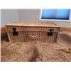 Image 1 : Woven wicker trunk with lid- 15" by 28" by 11"H