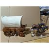 Image 1 : Vintage Model Wooden Wagon decor w/ Decor Horses