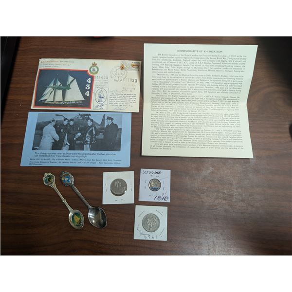 Commemorative Spoons, Vintage Coins, Blue Nose Dime, and etc.