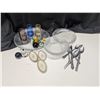Image 1 : Lot of Vintage Glassware, Plates, Glasses, Salt and Pepper shakers and etc.