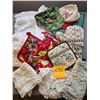 Image 1 : Lace table cloth, doilies, and oven mitts etc.