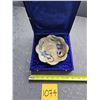 Image 1 : Hand painted 8" brass dish in blue velvet box