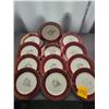 Image 1 : Set of 12 Georgian China "Tudor Rose" Dinner Plates (pattern on some plates has faded)